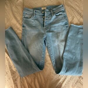 MOTHER the stunner ankle fray Light Blue Jeans